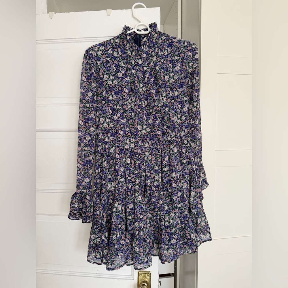 APRICOT Floral Long-sleeve Mockneck Dress
